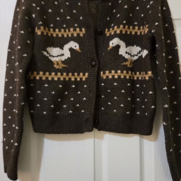Freshman 1996: Brown Cardigan w/ ducks - Picture 3 of 5